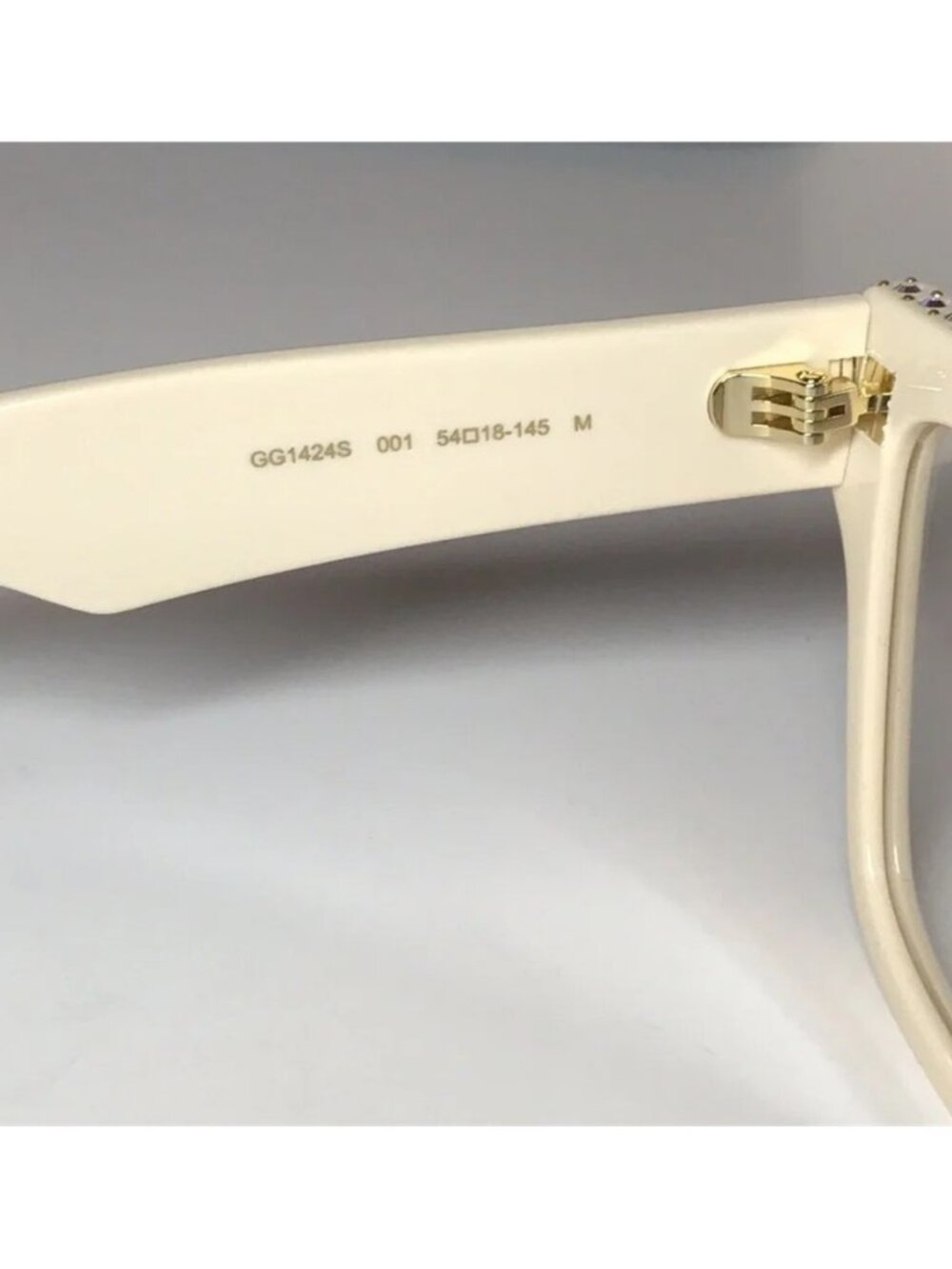 Gucci GG1424s Cream Crystal-Embellished Women's Glasses - Picture 3 of 11